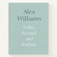 Duck Egg Calm Quote Personalized Name Notebook