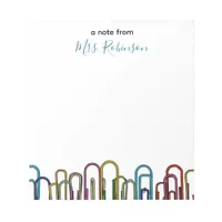 Paper Clip Customizable Teacher Appreciation Notepad