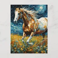 Galloping Pinto Stallion Van Gogh Postcard