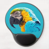 Parrot portrait on a turquoise background gel mouse pad