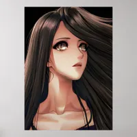 Brown Eyed Brunette Anime Girl   Poster