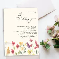 Budget Elegant Boho Wildflowers Wedding Invitation
