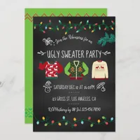 Chalkboard Ugly Sweater Christmas Party Invitation