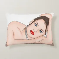 Pearls | Beautiful Blue Eyed Woman  Accent Pillow