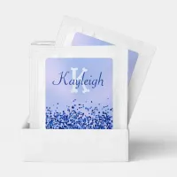 Simple Blue Brushed Metal and Glitter Monogram | Tea Bag Drink Mix