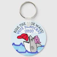 Ride the Blue Wave, Vote Democrat 2020 Election Keychain