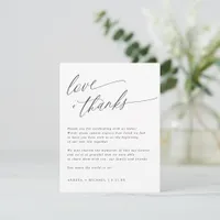 Modern Elegant Wedding Table Thank You Card