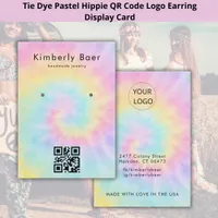 Tie Dye Pastel Watercolor 70s Earring Display  Business Card