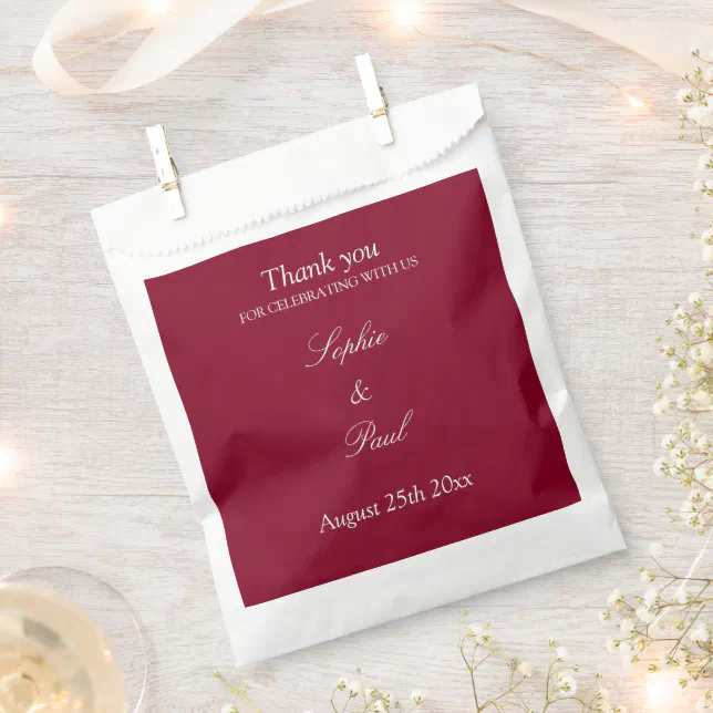 Elegant Burgundy Wedding Thank You Favor Bags