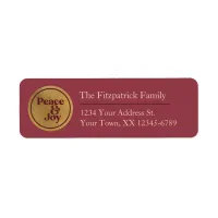 Peace and Joy, Burgundy and Gold Address Label