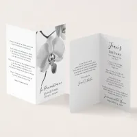 Black White Orchid on Stem Funeral Memorial Prayer Business Card