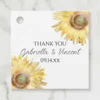 Yellow Sunflower Watercolor Favor Tags