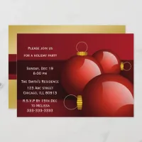 festive gold red Holiday Party Invitations
