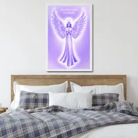 Elegant Purple Angel With Halo | White Framed Art