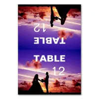 Bride and Groom in Sunset Folded Table Card