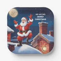 Santa Dancing | Ho Ho Ho Merry Christmas Party Paper Plates