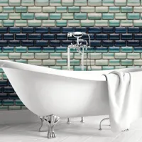 Blue Ombre Brick Tile Wallpaper