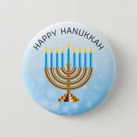 Happy Hanukkah Menorah Button