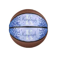 Simple Blue Brushed Metal and Glitter Monogram | Mini Basketball