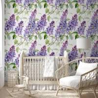 Pretty Purple Lavender Watercolor Style AI Floral Wallpaper