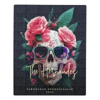 Floral Skull Monogram Faboolous Halloween Jigsaw Puzzle