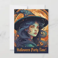 Halloween Witch Party Invitation Postcard