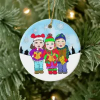 Cute Christmas Carolers Personalized Holiday Ceramic Ornament