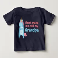 Cute Sassy Pink and Blue Unicorn Grandparent Baby T-Shirt