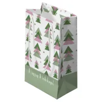 Pink & Green Modern Holiday  Small Gift Bag