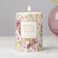 Pink Gold Christmas Merry Pattern#21 ID1009 Pillar Candle
