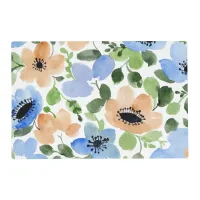 Flowers All Over, Peach, Blue, Green Watercolor Placemat