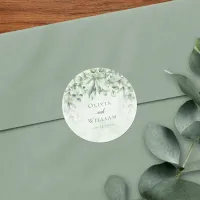 Botanical Sage Green Wedding Elegant Classic Round Sticker