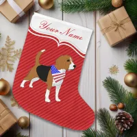 All American Beagle Patriotic Dog Large Christmas Stocking