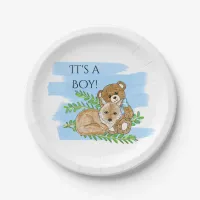 It's a Boy, Fox and Teddy Bear Baby Shower Paper P Paper Plates
