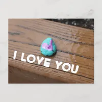 I Love You Painted Rock Postcard