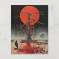 A Raven Dead Tree Red  Postcard