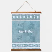 Southwest Style Winter Themed Personalized Blue Hanging Tapestry