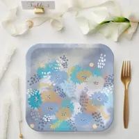 Modern abstract floral paper plates