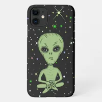 Alien Grey Starry Background Outer Space   iPhone 11 Case