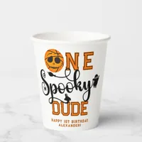 One Spooky Dude Basketball Boys Rad Kids Birthday Paper Cups