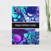 Purple, Blue and Teal Abstract Marble Birthday Card