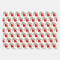 Vintage Christmas Kittens and Puppy Wrapping Paper Sheets