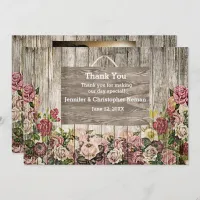 Wooden Fence with Painted Roses & Custom Photo Thank You Card