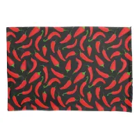 Red and Black Spicy Chilli Pepper Patterned Pillow Case