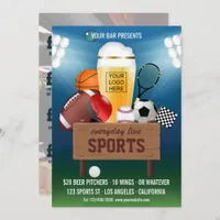 Sports Bar Event Promo Menu add photo and logo Invitation