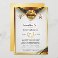 Black & Gold Virtual Graduation Party Certificate Invitation