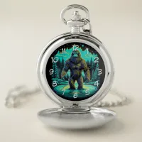 Sasquatch in the Woods Ai Art Pocket Watch