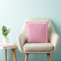 Solid bubblegum pink White Border Throw Pillow