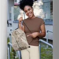 Beige Elegant Drawstring Bag