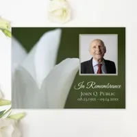 White Spring Tulip on Green Death Anniversary Invitation